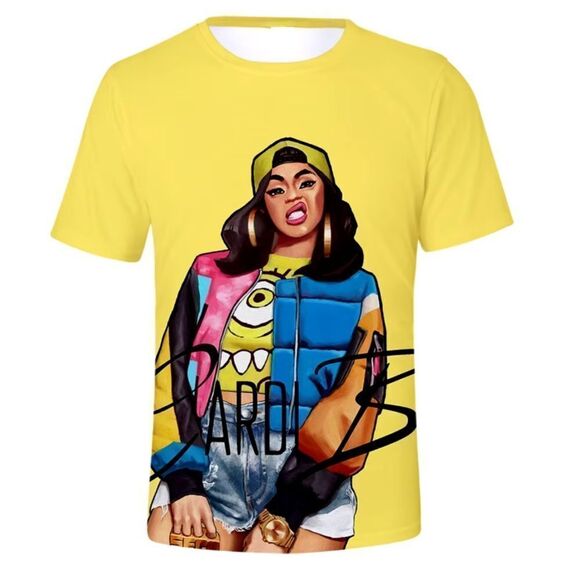 Unisex Cardi B T-Shirt XS Yellow NWT - Picture 6 of 6